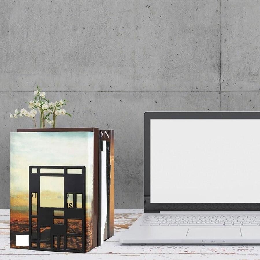 Metalen boekensteunen Antislip boekuiteinden Unieke abstracte rasterontwerpen Boekenstopper voor thuis kantoor bibliotheek boeksteun