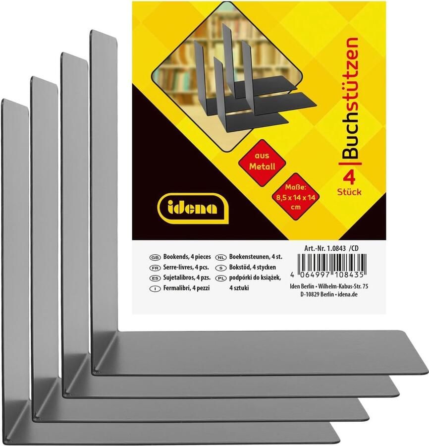 Metalen Boekensteunen Set van 4 14 x 14 x 8 5 cm Boekenhouder voor een Stijlvolle Boekenkast