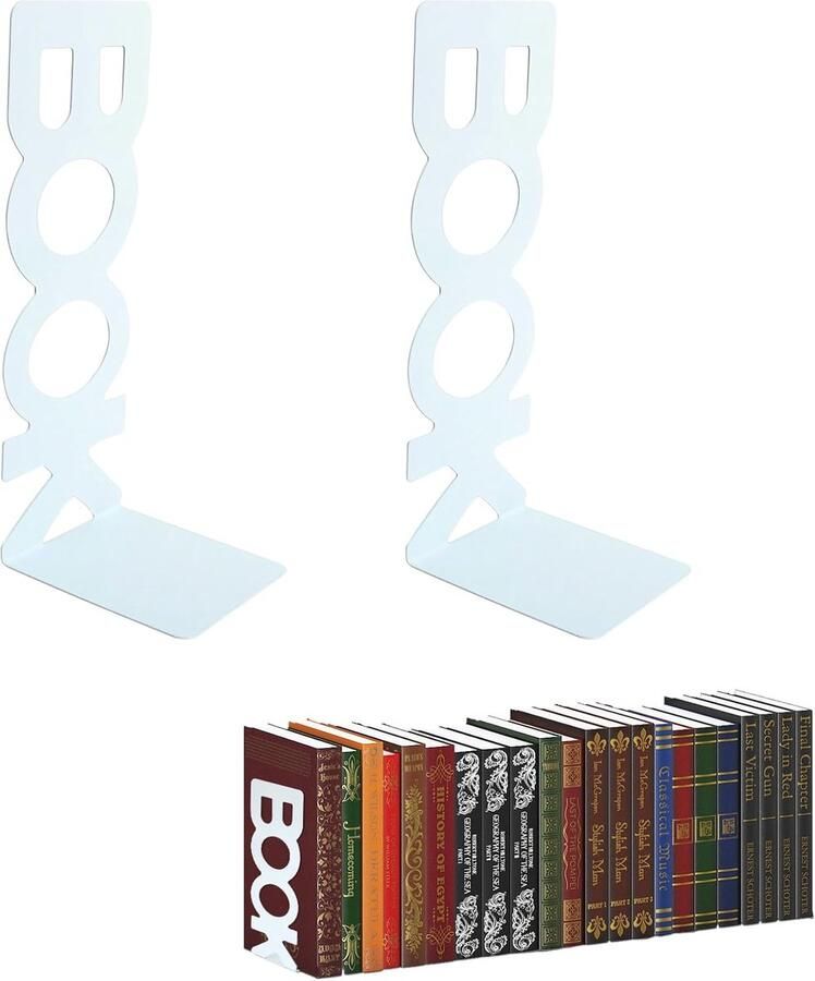 Metalen Boekensteunen Wit Boekenrek Antislip Bureau School Huis 1 Paar
