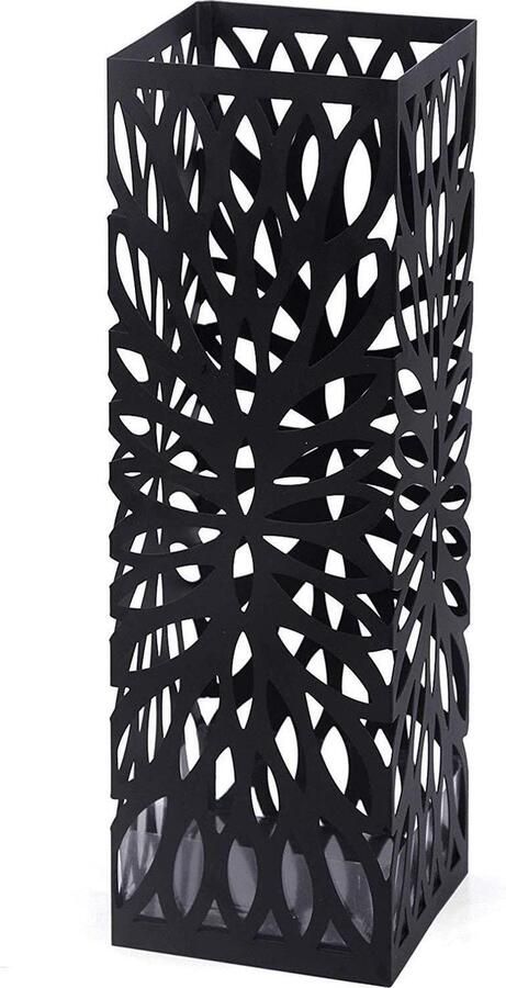 Metalen Design Paraplubak met Lekbak Paraplubak Paraplumand Wandelstokhouder Paraplubak Vierkant Afm. 49 x 15 5 x 15 5 cm