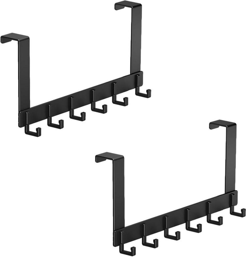 Metalen Deurkapstok 2 Stuks 6 Deurhaken Deurkapstok Wandkapstok Deurhaak Badkamer Haken Hangend Deur Hanger Organizer Kapstok Deurhanger Kapstok Voor Handdoek En Kleding Zwart