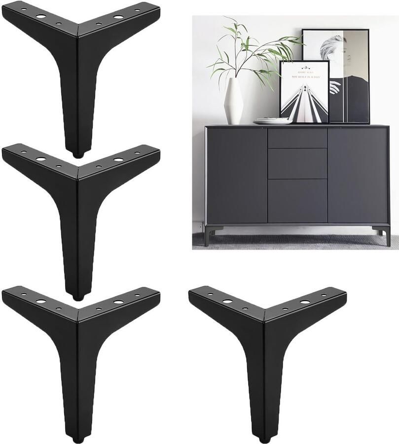 Metalen Driehoekige Meubelpoten bankpoten- Tafelpoten Meubelpoot Driehoekige Tafelpoten Tafelpoot kastpoten haarspeld meubelpoten Geschikt Voor kasten Sterk Draagvermogen Meubeltafelpoten Tafelonderdeel 13 Cm 4 Stuks