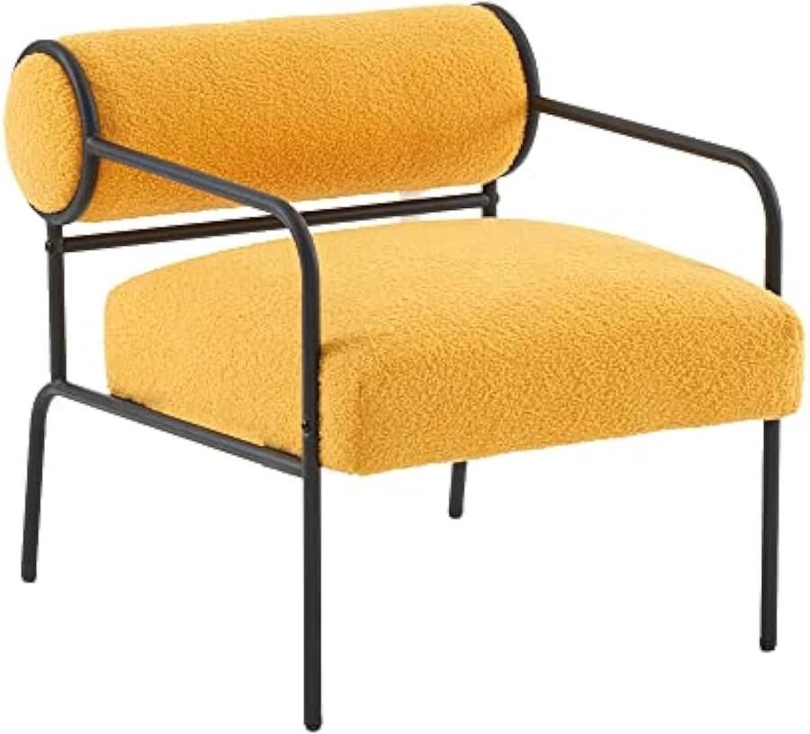Metalen fauteuil loungestoel armstoel televisiestoel met duurzaam materiaal draaibaar – 64 × 74 × 62 cm (Oranje)