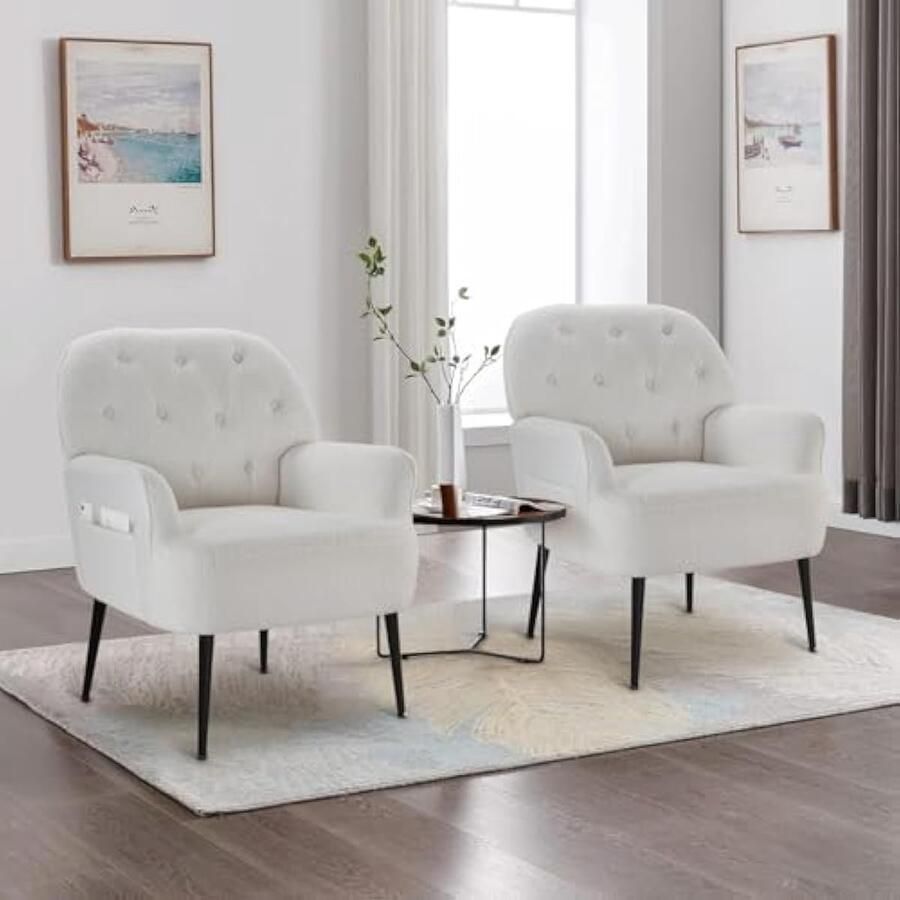 Metalen fauteuil voor woonkamer teddy met hoogwaardige kwaliteit draaibaar voor woonkamer voor slaapkamer – wit