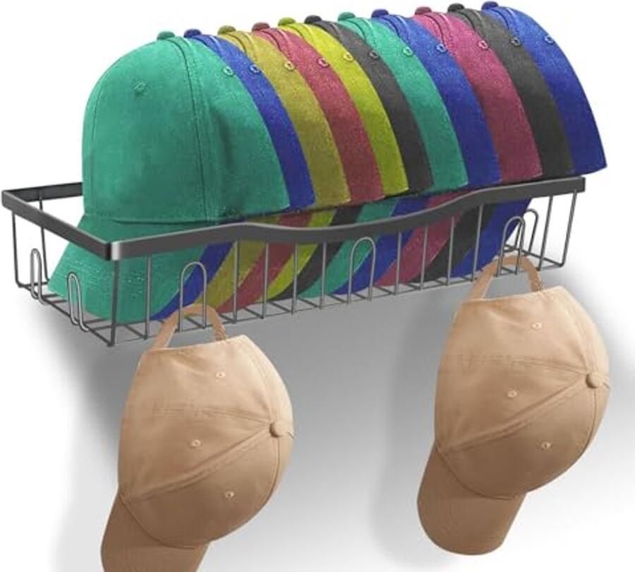 Metalen hoedenrek voor muur Antislip Pet Organizer voor tot 40 caps