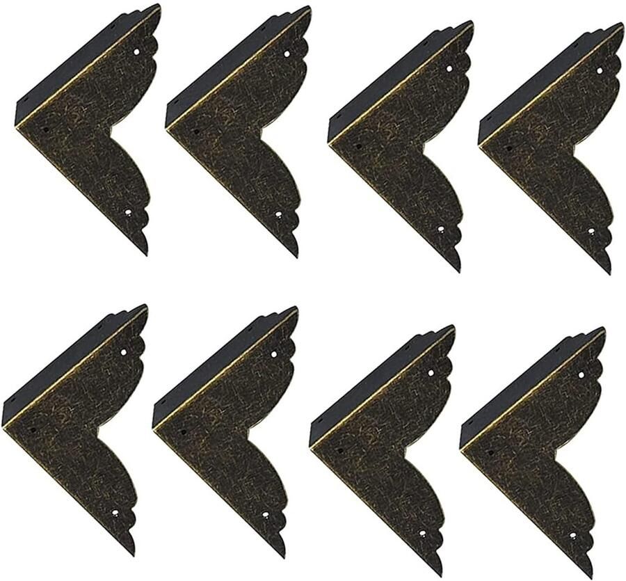 Metalen hoekbeschermers antiek brons set van 8 70x20 mm