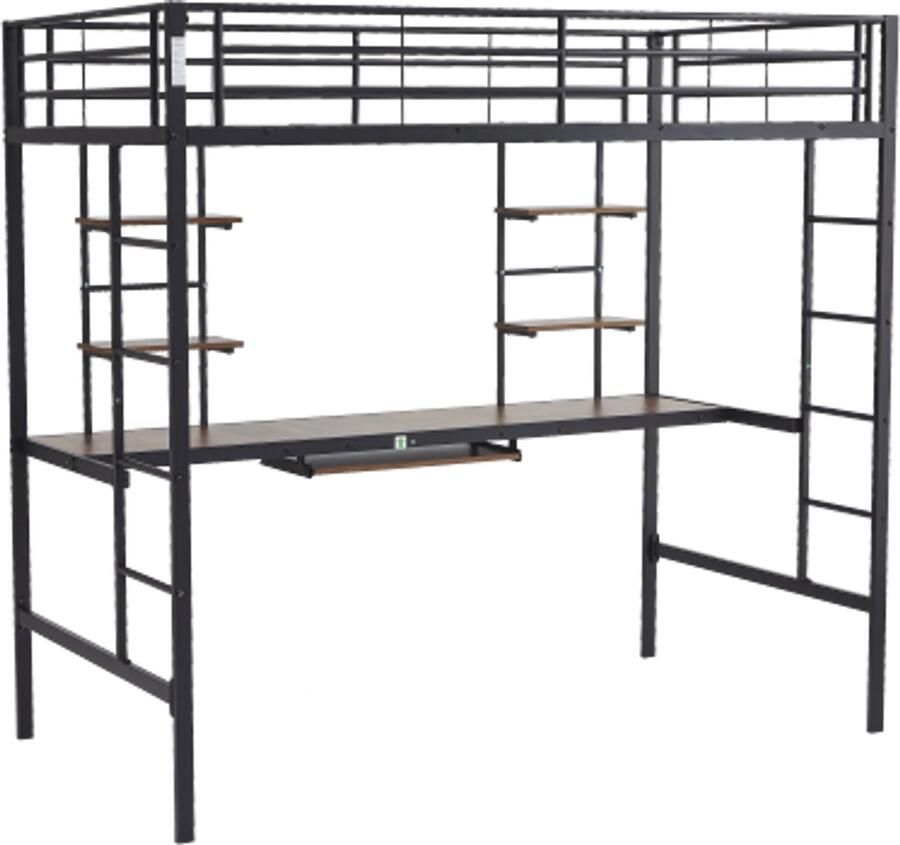 Metalen hoogslaper 99x190 cm voor studentenhuizen kleine appartementen veilig multifunctioneel en ruimtebesparend