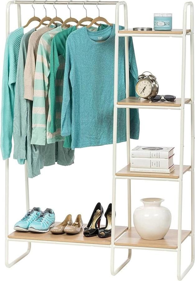 Metalen kapstok met planken en plank Design Kapstok Woonkamer Entree PI-B3 Wit kledingrek