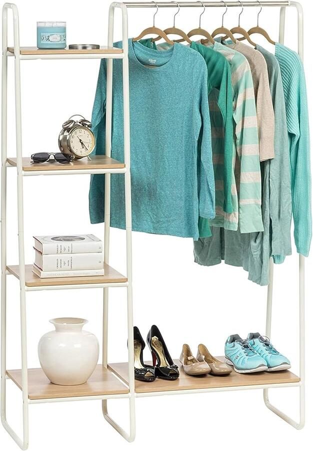 Metalen Kapstok met Planken voor Kleding en Accessoires Ideaal voor Woonkamer en Entree