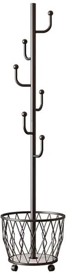 Metalen kapstok met wasmand op wielen voor slaapkamer Eenvoudige opslag in zwart