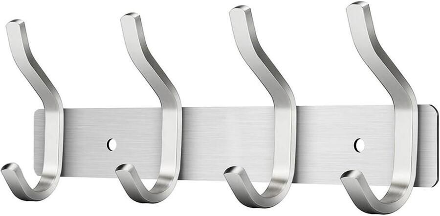 Kapstok- wandkapstok-kapstok hangend- kapstokken kapstok haken- kapstokhaak- kapstok zilver Metalen kapstok Wandkapstok Kapstok voor Kleding Kapstok Metaal 4 haken - Foto 2