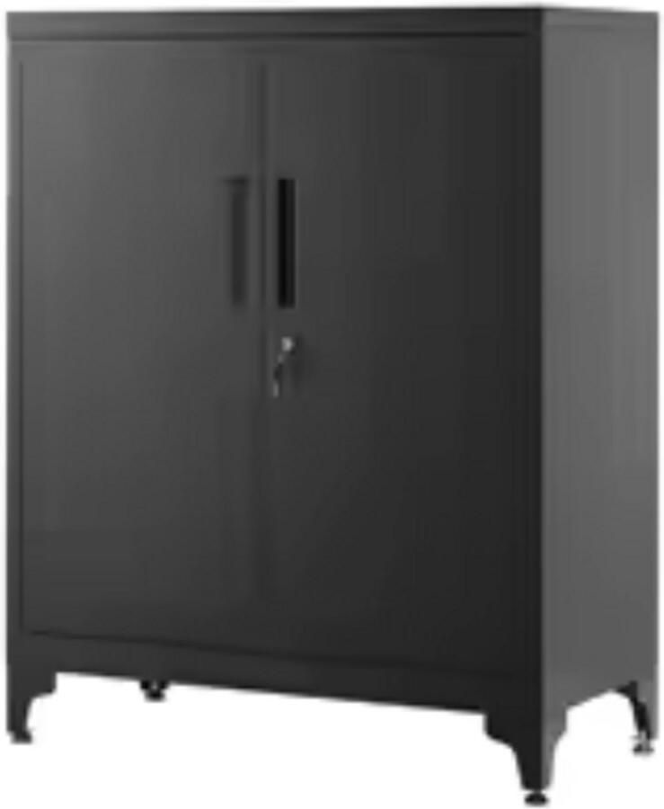 SONGMICS Metalen Kast Multifunctionele Opbergkast Kantoor en Huishouden 2 Deuren Verstelbare Planken Stalen Frame Zwart Robuust en Duurzaam Veilig Slot Eenvoudige Montage Compact en Stijlvol