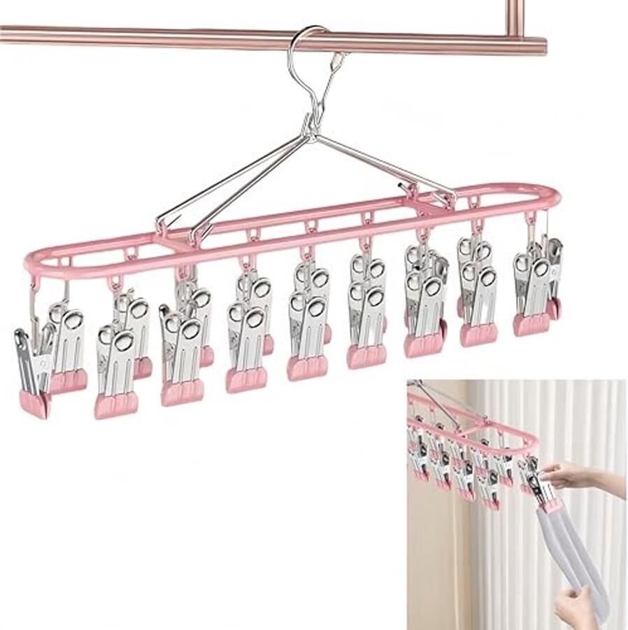 Metalen kledingrek met clips voor wasgoed Droogrek voor sokken en kinderkleding