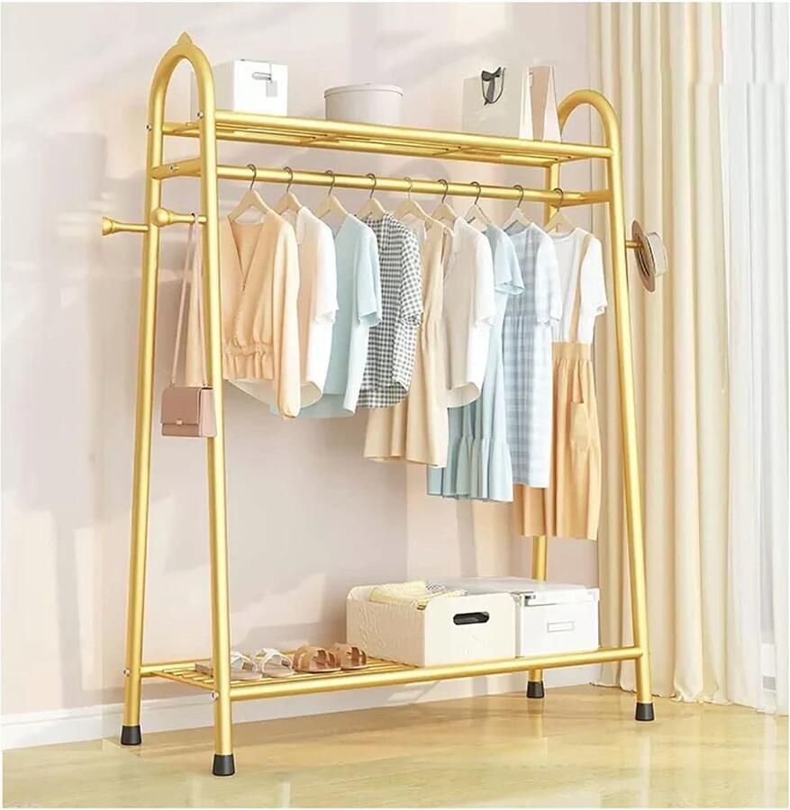 Metalen Kledingrek met Haken en Open Planken Duurzaam en Ruimtebesparend voor Slaapkamer en Kledingopslag