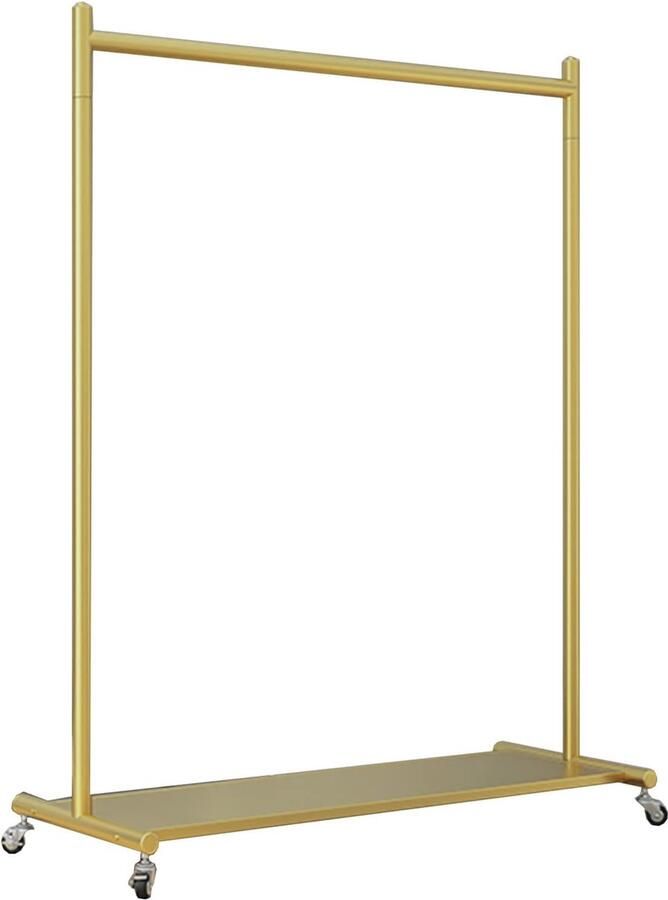 Metalen kledingrek met planken en wielen Modern ontwerp voor slaapkamer en winkel