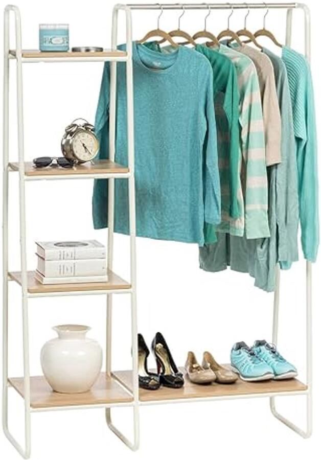 Metalen kledingrek met planken voor kantoor en woonkamer Ruimtebesparend ontwerp