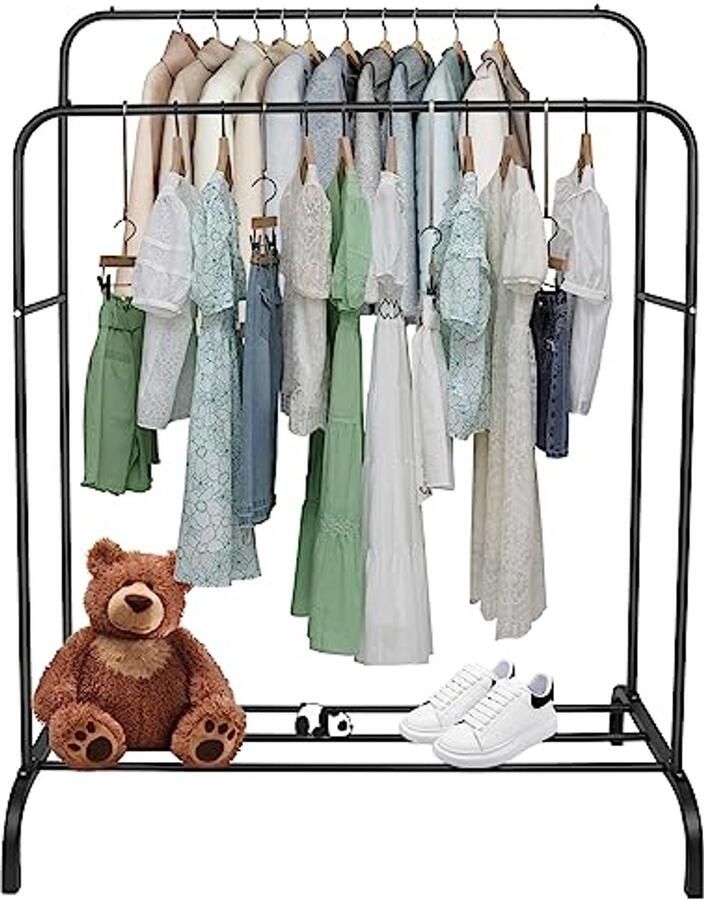 Metalen Kledingrek voor Slaapkamer met Schoenrek en Dubbele Stang