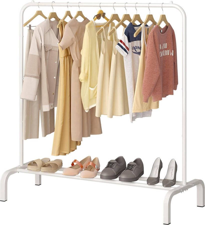 metalen kledingstang 110 cm kledingstang met bodemrek voor jassen rokken overhemden truien wit