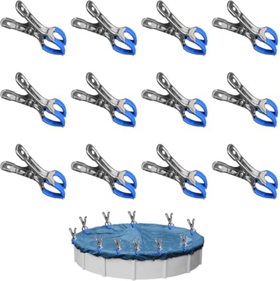 Metalen Klemmen voor Zwembadafdekkingen 12 Stuks Bevestigingsklemmen voor Bovengrondse Zwembaden