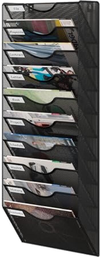 Metalen Literatuur Organizer met 10 Slots Eenvoudig Te Monteren Bureau Organizer voor een Opgeruimde Werkplek