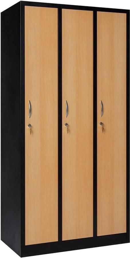 Metalen Lockerkast met 3 Afsluitbare Deuren voor Kantoor School en Sportschool Volledig Gemonteerd