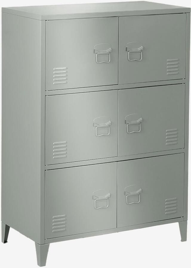 Metalen Lockerkast met 6 Deuren en 3 Legplanken