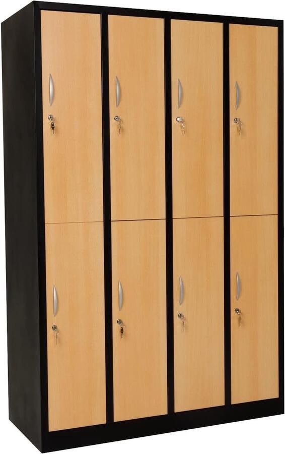 Metalen Lockerkast met 8 Compartimenten en Afsluitbare Deuren voor Sportschool Kantoor en School Maten