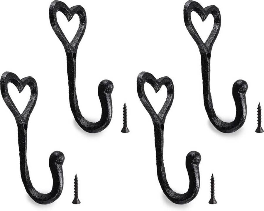 Metalen mantelhaken 4 stuks garderobehaken vintage wandhaken met schroeven voor badkamer keuken kantoor kleding tassen handdoeken slaapkamer