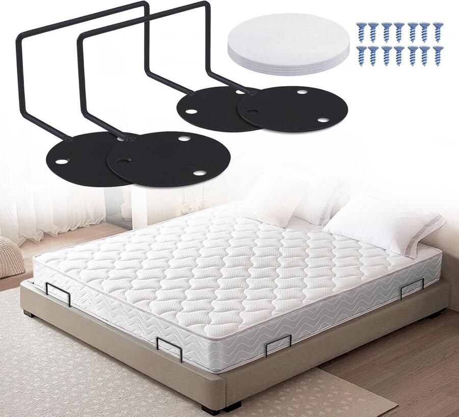 Metalen matrashouder 2-pack antislipgreep om te voorkomen dat de matras wegglijdt matrasglijstopper voor verstelbare bedden bedframe