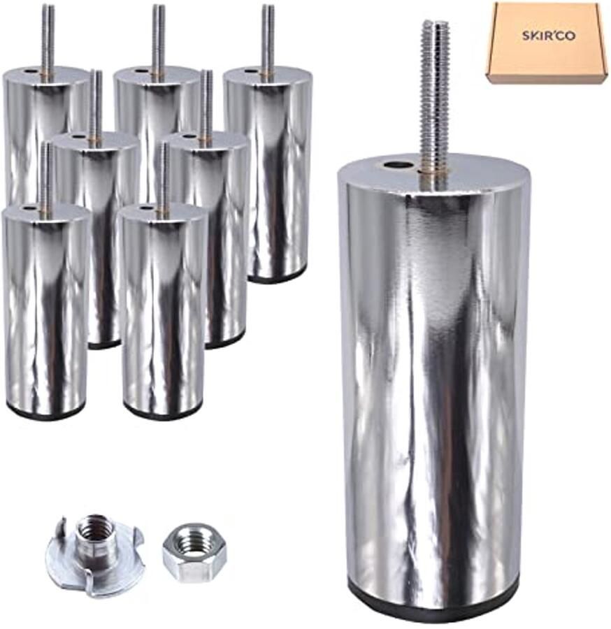 Metalen Meubelpoten 12 cm Hoog Set van 8 Ronde Poten met M8 Bout