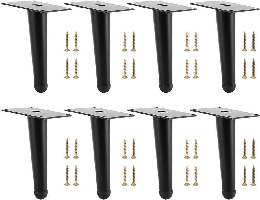 Metalen meubelpoten 15 cm zwart set van 4 duurzaam