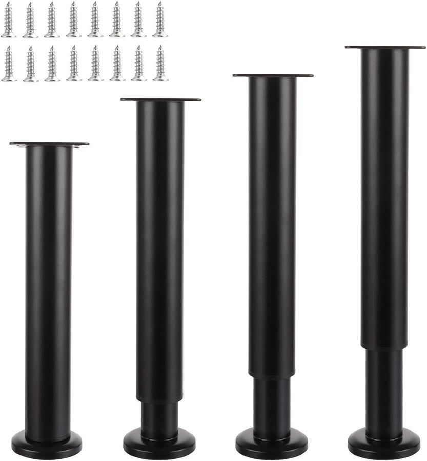 Metalen meubelpoten hoogte verstelbaar 8 stuks zwart