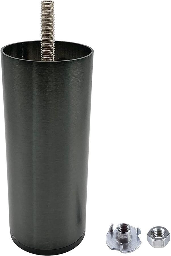 Metalen meubelpoten rond donker chroom 4 stuks 12 cm hoogte