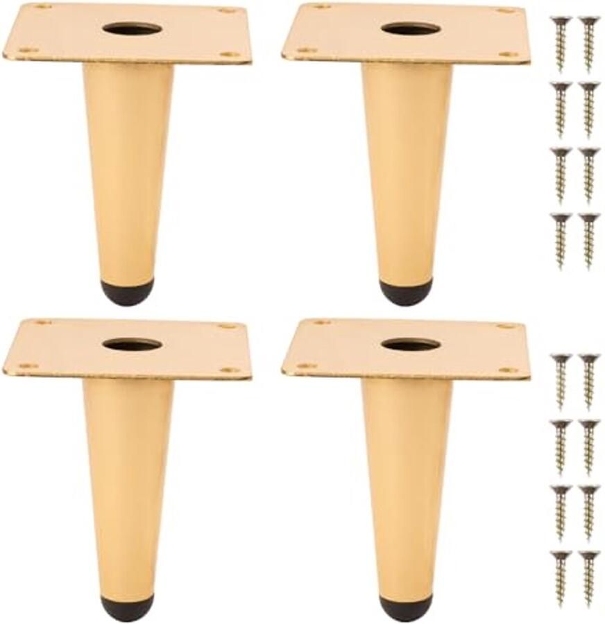 Metalen Meubelpoten Set van 4 DIY Tafelpoten en Kastpoten 10 cm Hoog Gouden Afwerking