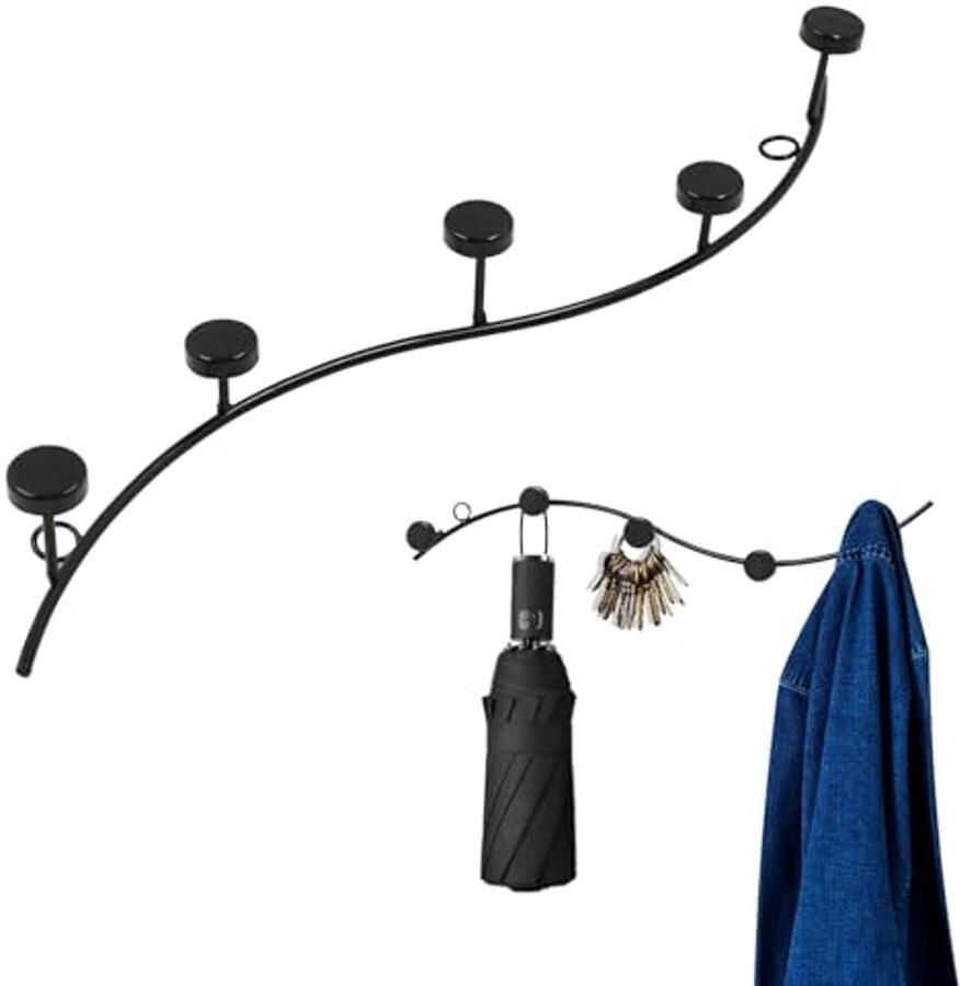 Wandkledinghaken metaal wandkapstok kapstok decoratieve wandhaken eenvoudige creatieve haken thuis wanddecoratie slaapkamer entree achter deur badkamer ophanging zwart 1 stuk - Foto 2