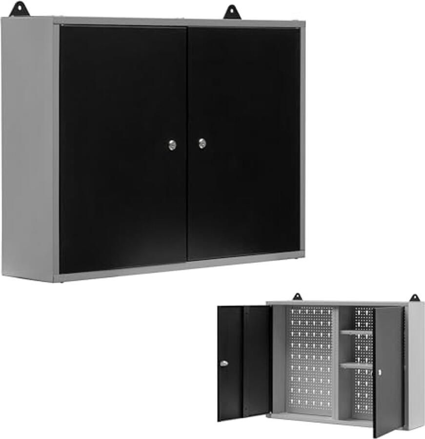 Metalen Opbergkast 80x60x20cm met Planken en Slot Ideaal voor Kantoor en Buiten
