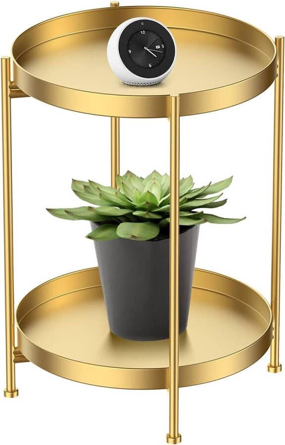 Metalen opklapbare bijzettafel banktafel mobiele salontafel goud 40 x 40 x 52 cm woonkamertafel voor koffie industrieel ontwerp