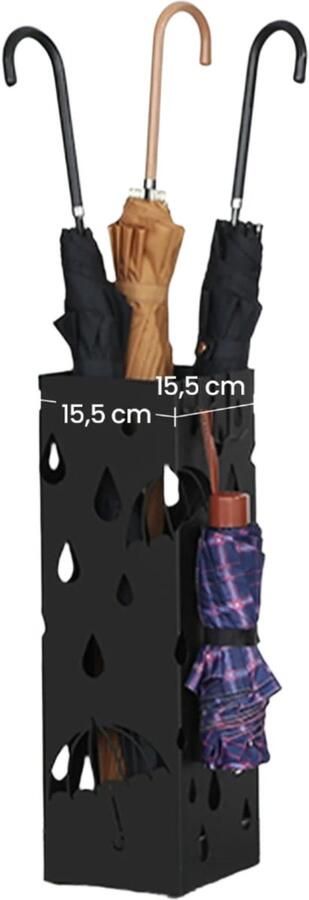 Metalen paraplu Stand IJzeren parapluhouder vierkante standaard voegt stijlvol decor toe 15 5 x 15 5 x 49 cm