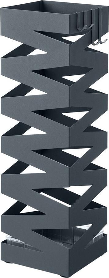 Metalen Paraplubak Kleur Antraciet Buitenstandaard Patio Decor Stevige constructie 15 5 cm x 15 5 cm x 49 cm