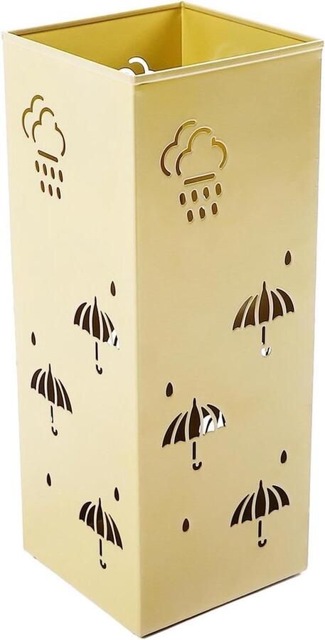 Multifunctionele metalen parapluhouder rack Vrijstaande parapluhouderbak voor entree thuis kantoor Goudkleurig