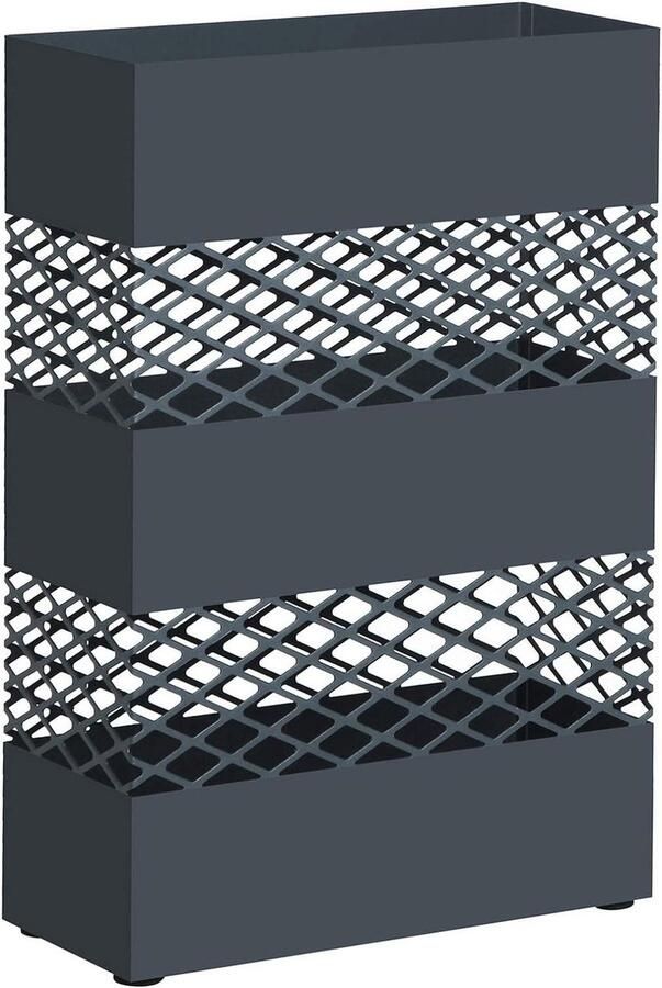Metalen paraplubak rechthoekig design 28 x 12 x 41 cm wateropvangbak antraciet umbrella holder