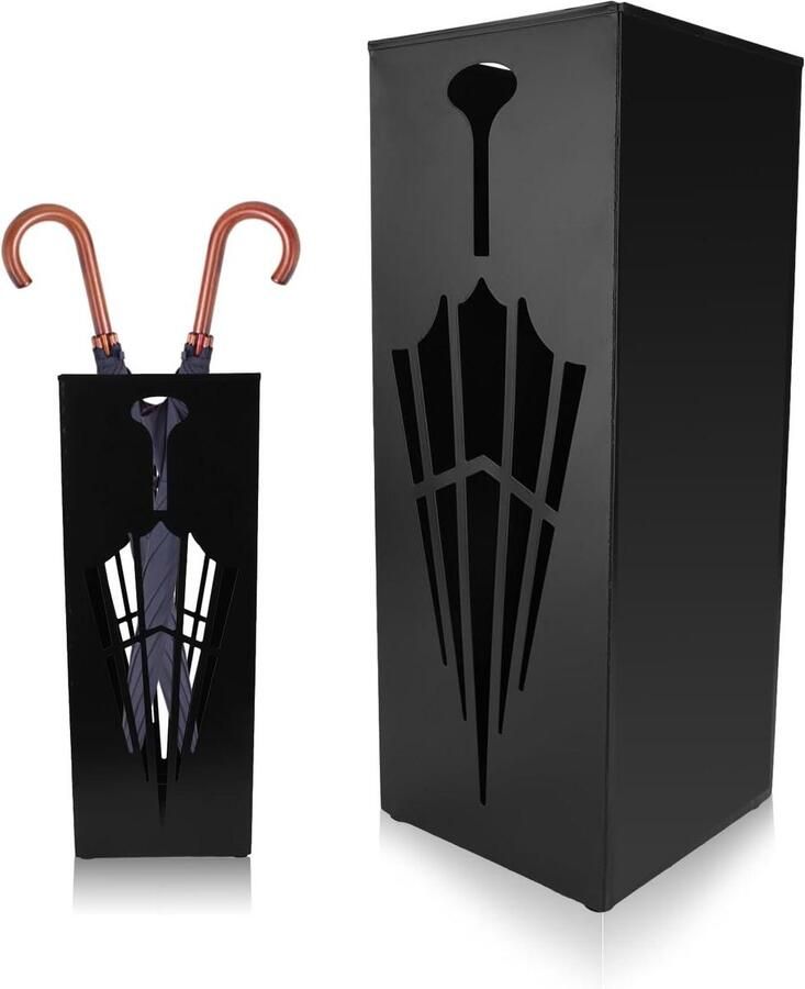 Parapluhouder Grote capaciteit opbergemmer voor paraplu's met metalen hol ontwerp vierkante vorm (40 x 165 x 163 cm)