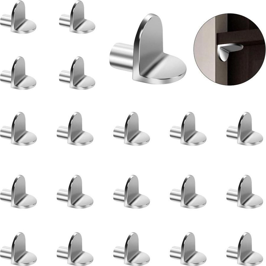 Metalen L-vormige plankdragers 20 stuks glazen meubelhouders 5 mm vernikkelde antislip planksteunpennen inlegbodems hoekverbinders steunen voor kast boekenkast