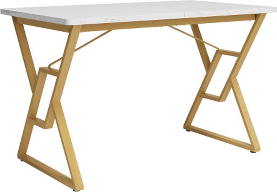 Zonder merk Gotagee Metalen poten Ontbijttafel Bijzettafel Keukentafel Stevig metalen frame Marmer Eettafel Praktisch eetkamermeubilair Eettafel