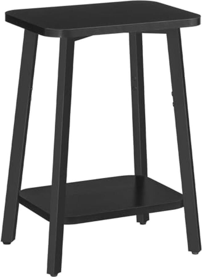 Metalen rechthoekige bijzettafel salontafel nachtkastje met antislip met opbergruimte voor kleine – zwart