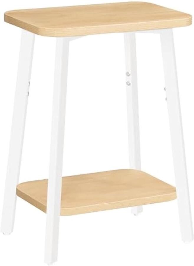 Metalen rechthoekige bijzettafel salontafel nachtkastje met multifunctioneel comfortabel gebruik voor kleine – wit