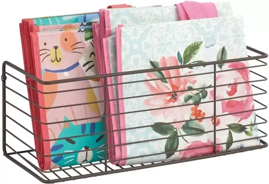 Metall Ablagebox für die Wandmontage – Aufbewahrungskorb mit ansprechendem Drahtdesign – Drahtkorb ideal für Küchenschränke Abstellkammern und Badezimmer – bronzefarben - Foto 2