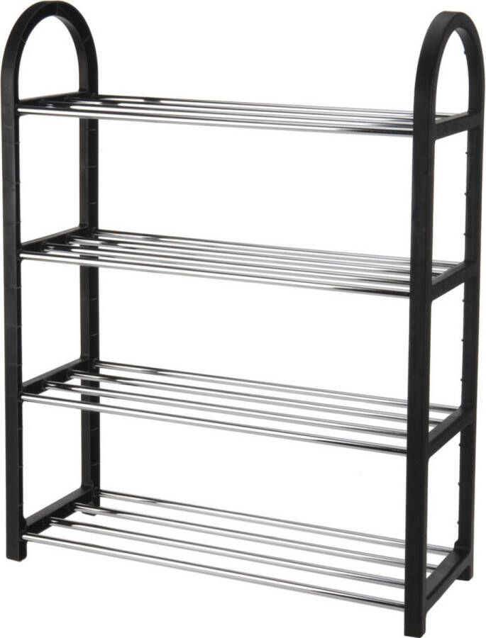 Metalen schoenenrek schoenenstandaard 4-laags zwart 50 x 19 x 65 cm Schoenen opbergen