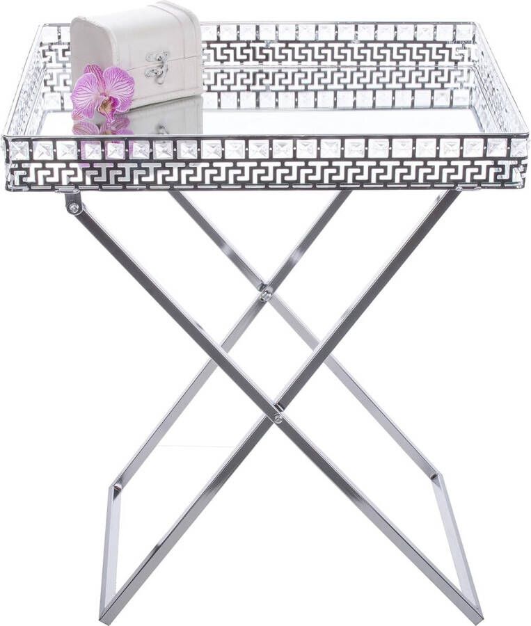 Metalen tafel inklapbaar bijzettafel H ca. H 54 x B 34 x L 46 cm spiegel dienblad theetafel deco design