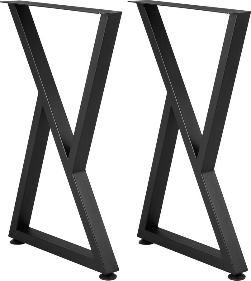 Metalen Tafelpoten 28x18 inch set van 2 Robuuste Tafelpoten voor Bureaus en Banken. Smeedijzer met Rubberen Vloerbeschermers matte Afwerking. Ideaal voor doe-het-zelf eettafels thuis